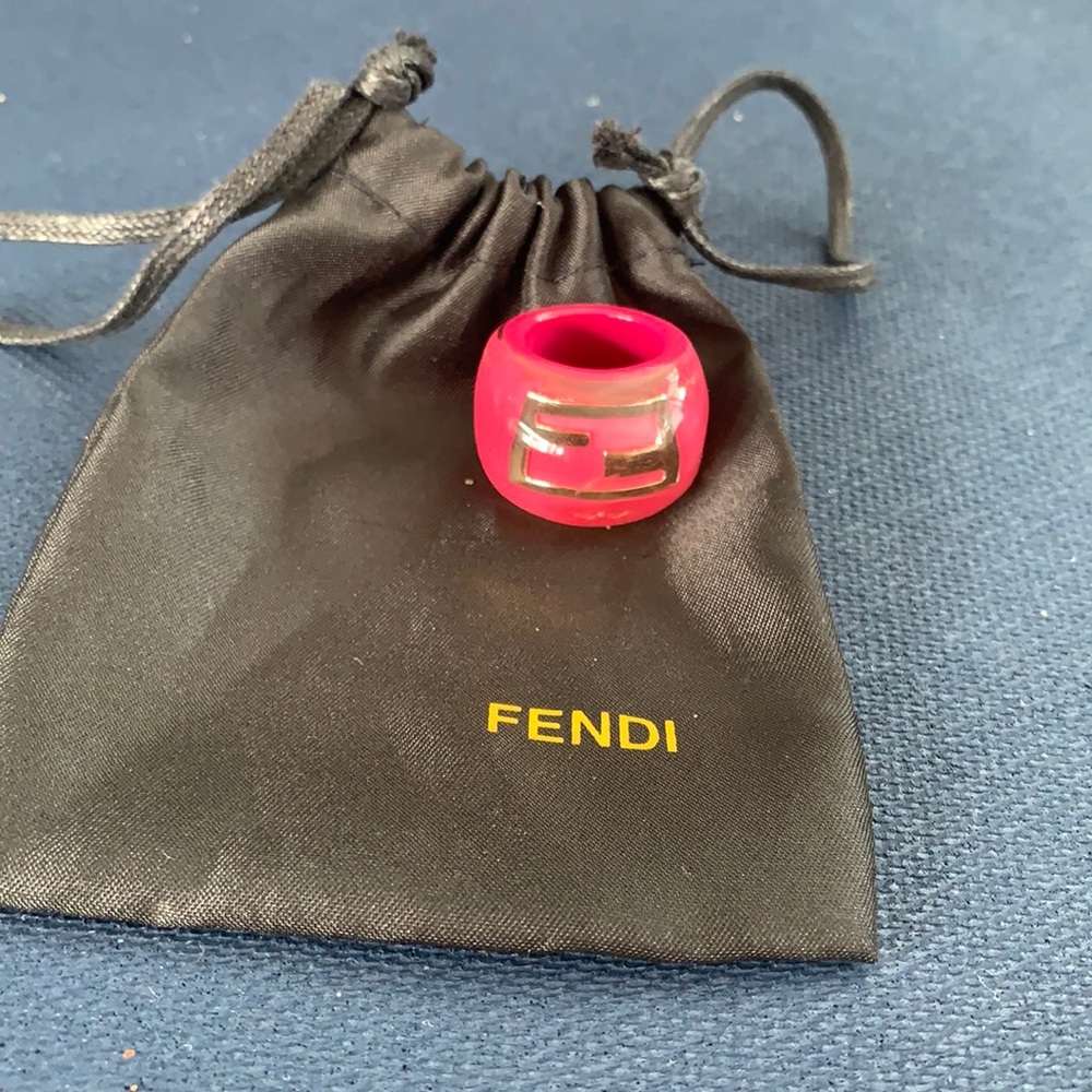 Fendi Pink Logo FF Zucca Bubble Ring